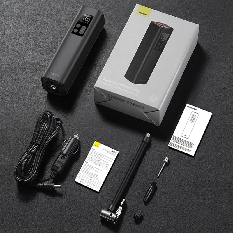 Bomba de inflado Baseus, compresor de aire portátil para coche de 12V para motocicletas, inflador de neumáticos para  bicicletas, bomba de aire inflable automática Digital