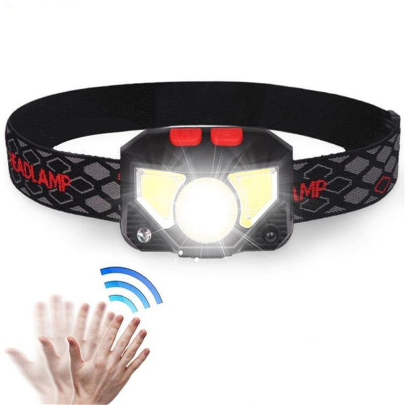 8 Modes Handfress Motion Sensor Powerful LED Headlamp Headlamp Head Lamp COB Flashlight Torch Head Light for Camping Fishing