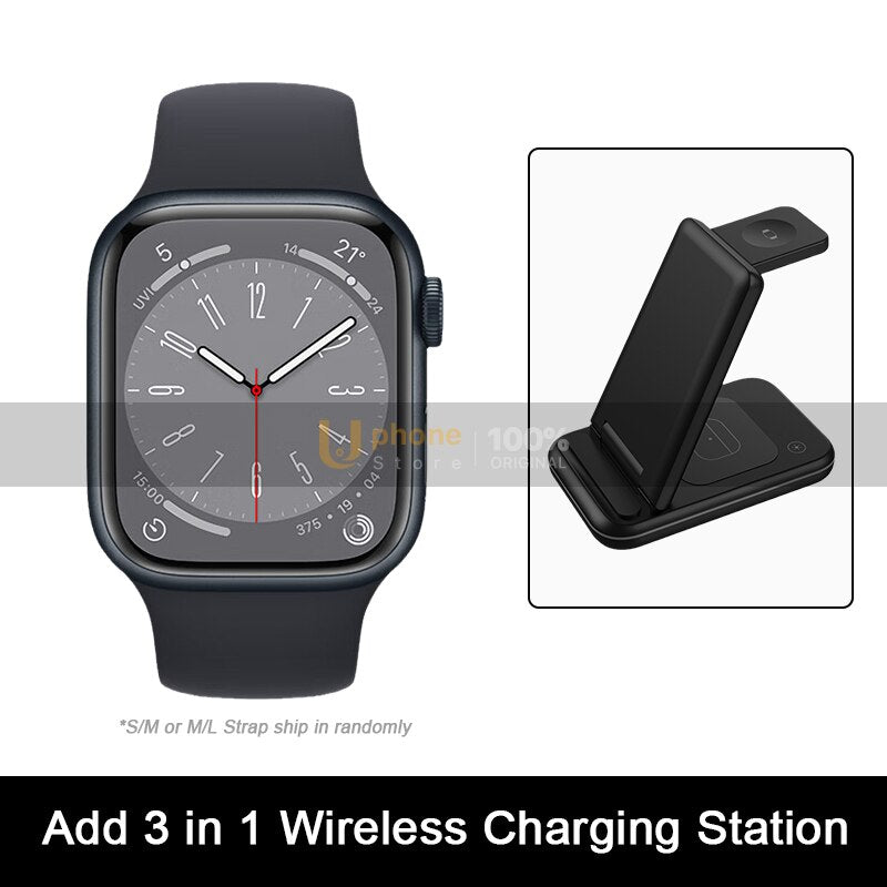 2022 NUEVO Apple Watch Series 8 Caja de aluminio Apple Watch S8 de 41 mm / 45 mm con correa deportiva Reloj inteligente iOS