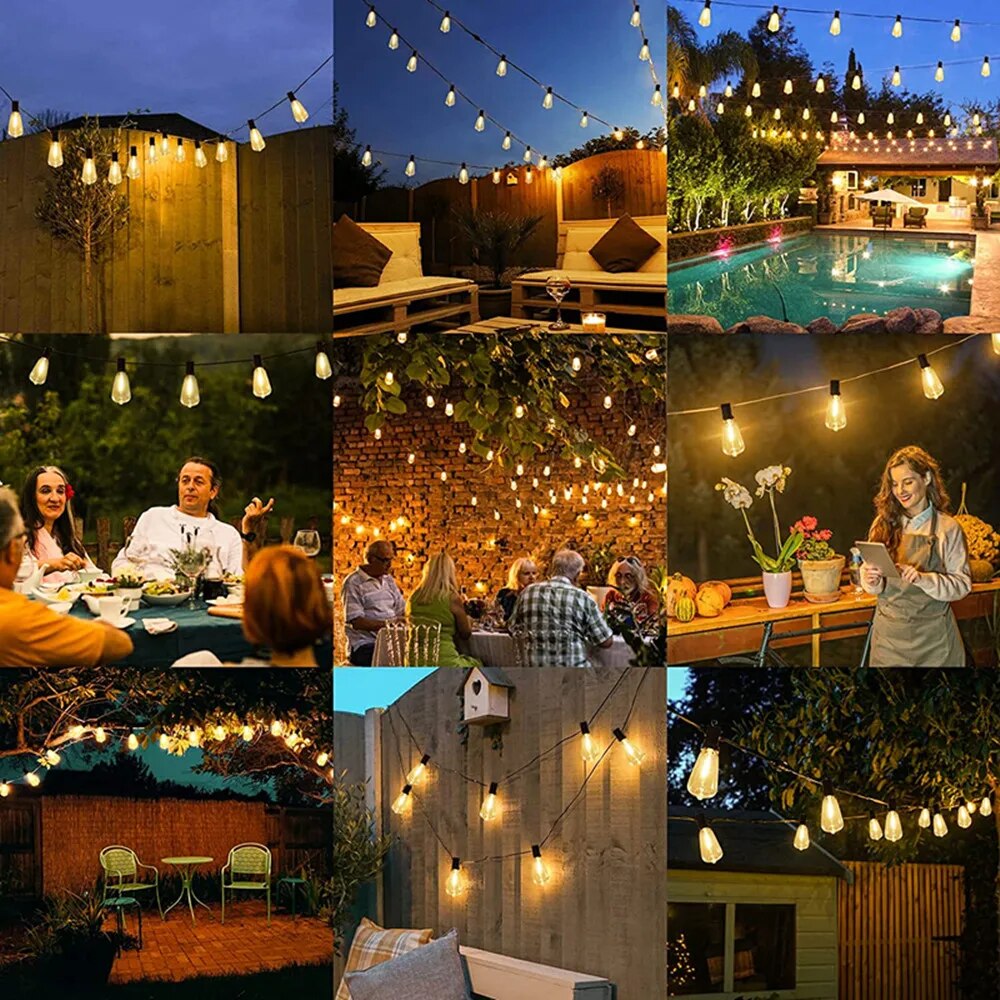 Guirnalda de luces LED Vintage para exteriores