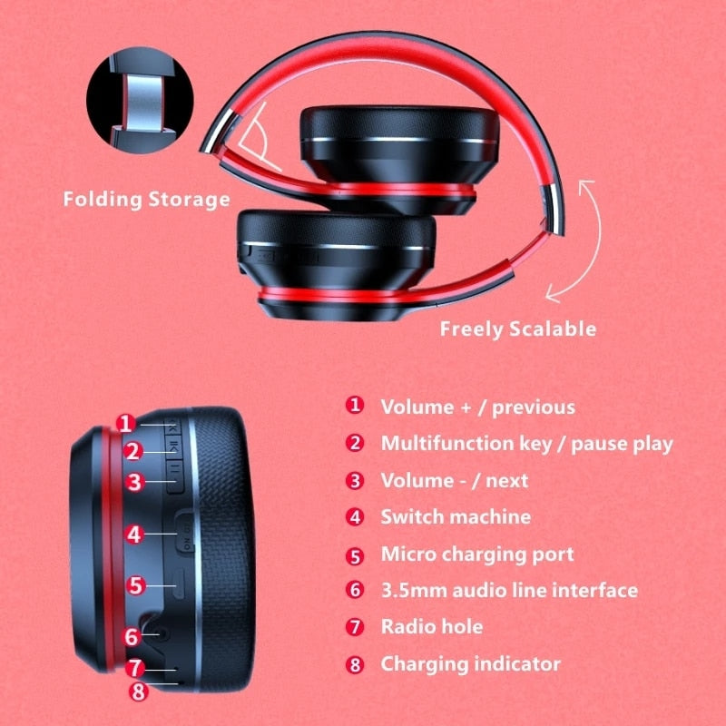 Lenovo HD200 Bluetooth Headphones Foldable Wireless Computer Headset Noise Canceling HIFI Stereo Gaming Headset