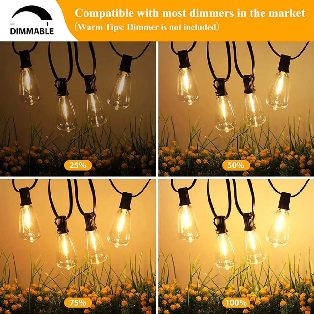 Guirnalda de luces LED Vintage para exteriores