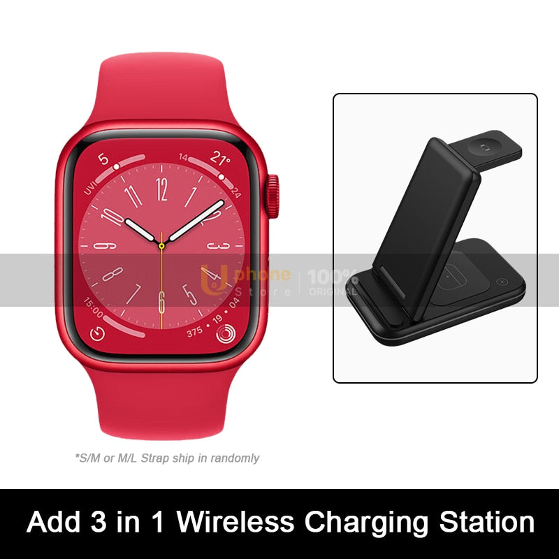 2022 NUEVO Apple Watch Series 8 Caja de aluminio Apple Watch S8 de 41 mm / 45 mm con correa deportiva Reloj inteligente iOS