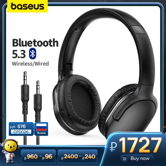 Baseus-Auriculares inalámbricos D02 Pro, audífonos plegables con Bluetooth 5,3, deportivos, para videojuegos y teléfono móvil